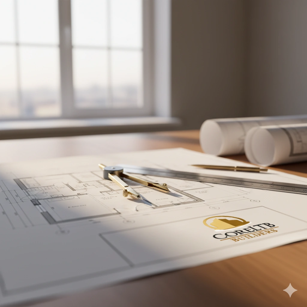 Architekci omawiający plany budowy w nowoczesnym biurze z modelem 3D domu