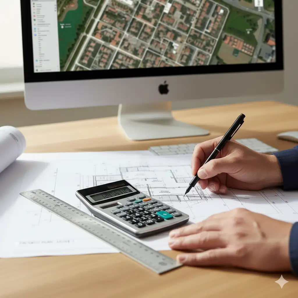 Architekt nanosi zmiany na gotowy projekt, dostosowując go do konkretnej działki