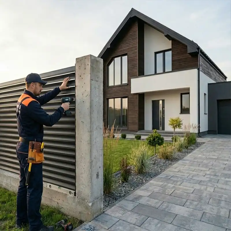 Zespół CoreLTB Builders profesjonalnie montujący nowoczesne ogrodzenie panelowe