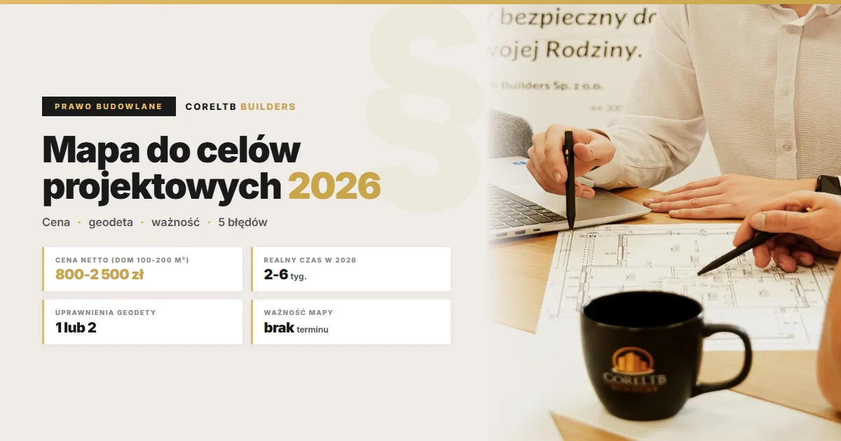 Mapa do celów projektowych 2026 - cena, ile trwa, kto wykonuje, ile ważna. Przewodnik od generalnego wykonawcy CoreLTB Builders.