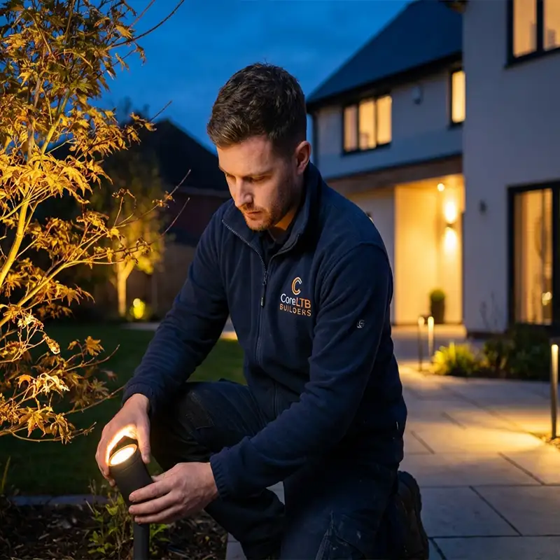 Podświetlenie ogrodu i elewacji systemem lamp najazdowych